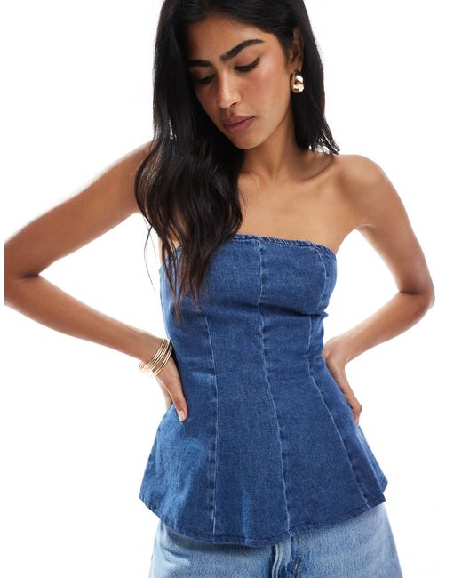 ASOS Blue – trägerloses oberteil aus denim