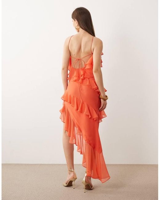 ASOS Orange Ruffle Halter Maxi Dress