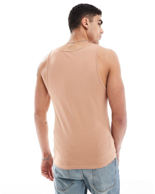 Camiseta tostada ajustada sin mangas ASOS de hombre de color Brown
