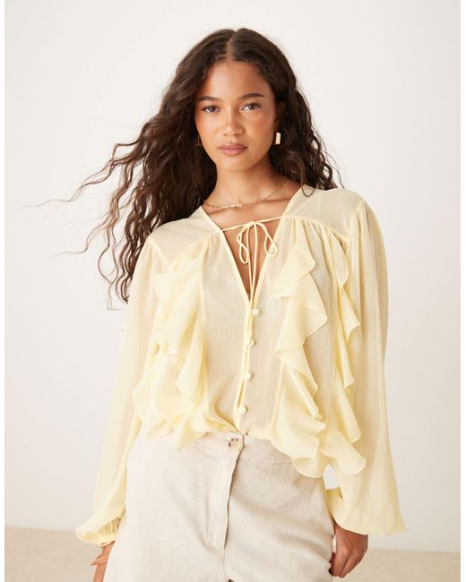 ASOS Natural – longline-bluse aus chiffon
