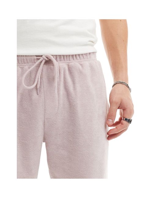 ASOS Purple Slim Towelling Shorts for men
