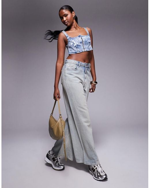 Liquor N Poker Blue Structured Denim Hook And Eye Corset