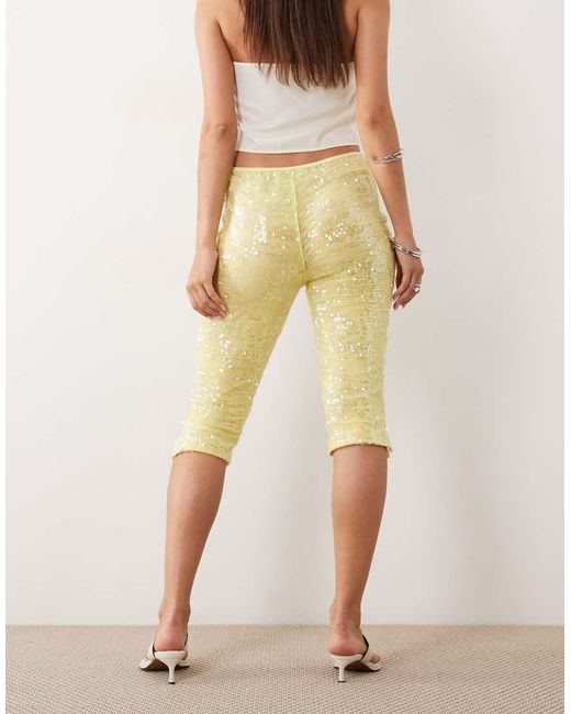 ASOS Natural Sequin Capri Trouser
