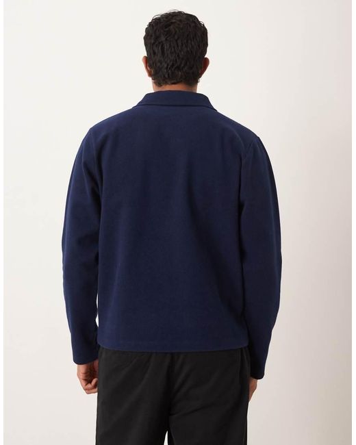ASOS Blue Relaxed Fixed Hem Sweatshirt With Wool Look for men