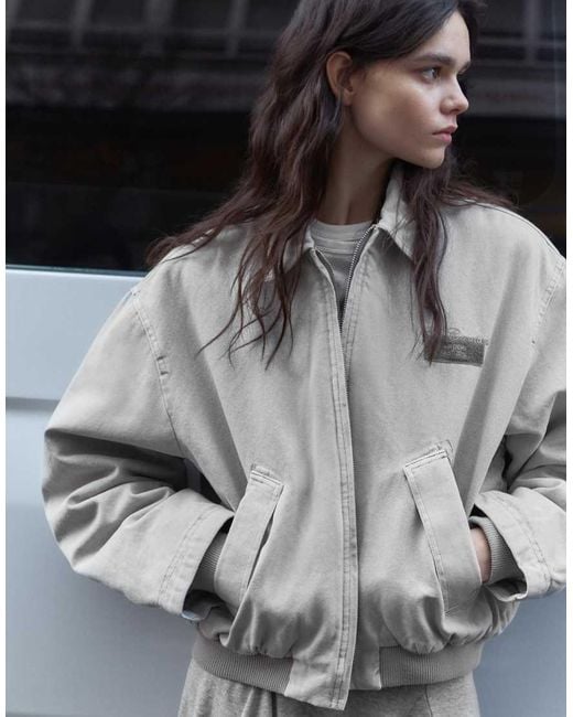 Pull&Bear Gray Embroidered Patch Jacket