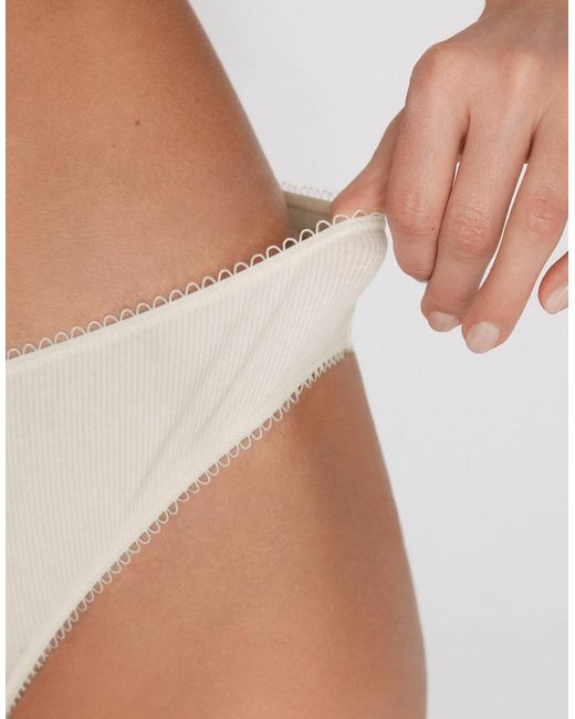 Tezenis White Cotton Cutie Ribbed Brazilian Briefs