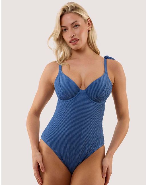 Peek & Beau Blue Hattie Crinkle Underwired Swimsuit