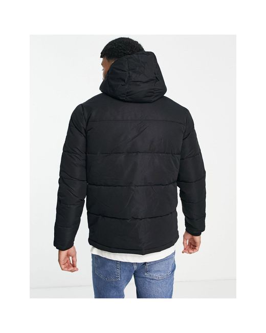 Jack & Jones Core Hooded Puffer Jacket With Chest Pockets in Black for Men  | Lyst
