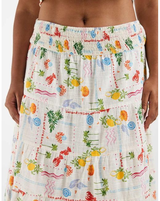 Vero Moda Natural Smock Waist Maxi Skirt Co-ord