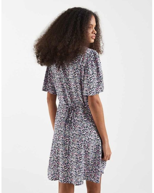 Vero Moda Blue Button Through Mini Skater Dress