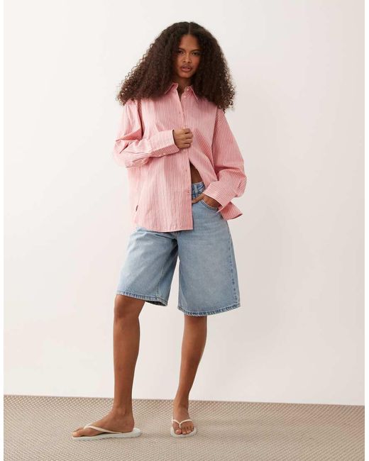 ARKET Pink Pure Cotton Pinstripe Shirt
