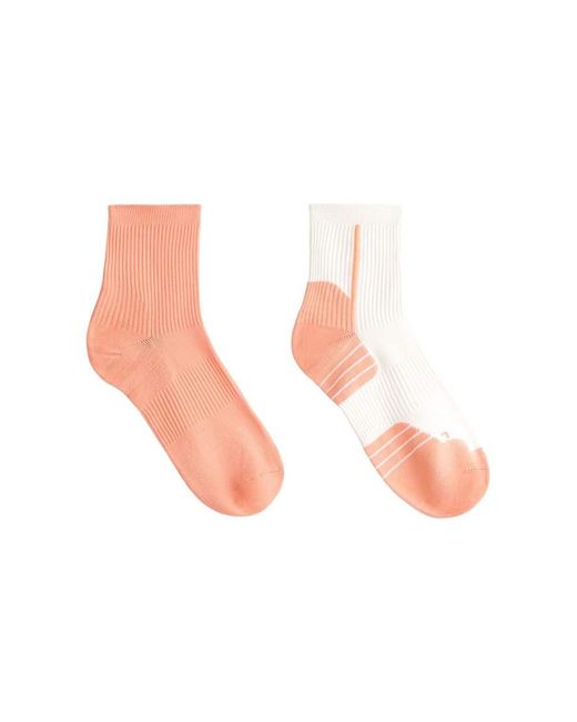 Oysho White 2 Pairs Of Polyamide Blend Quarter Running Socks