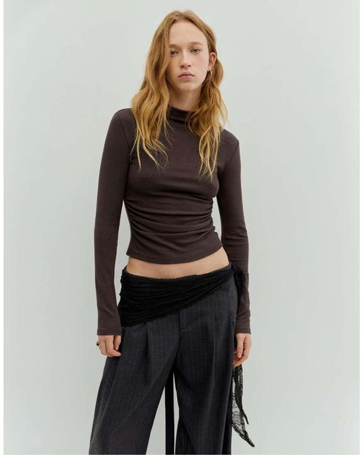 Pull&Bear Black High Neck Top