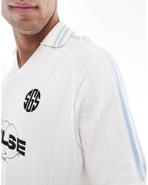Bershka – gestricktes retro-polohemd in White für Herren