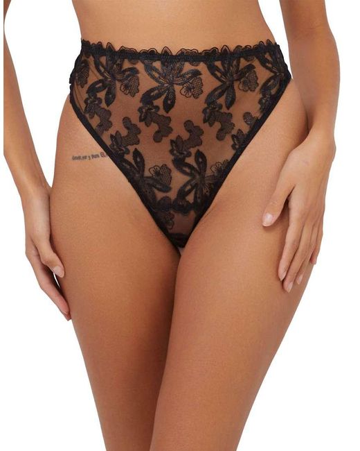 Wolf & Whistle Brown Eva Graphic Embroidery High Waist Thong