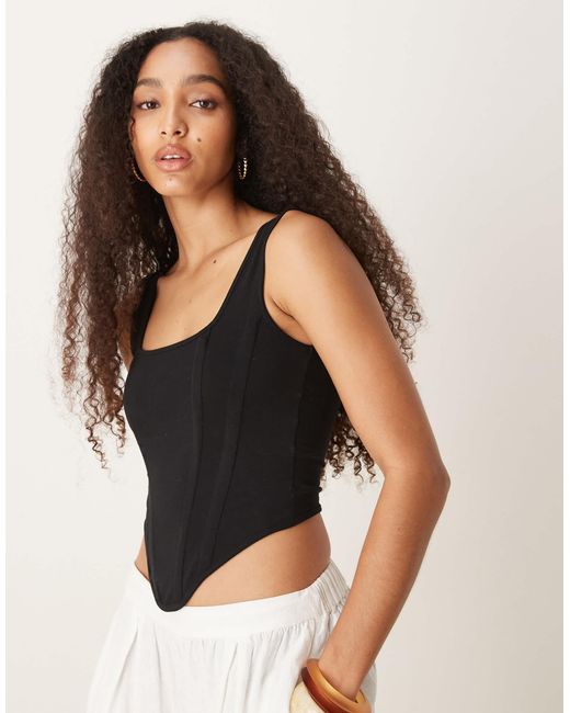 ASOS Black Square Neck Corset Top