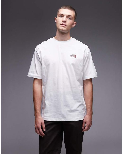 Camiseta Blanca Extragrande Con Estampado Trasero Straight Lining De The North Face de hombre de color Gray