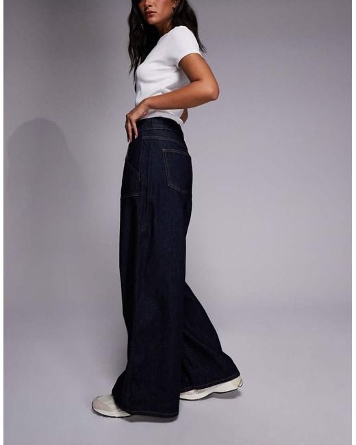 River Island Blue Baggy Wide Leg Jean