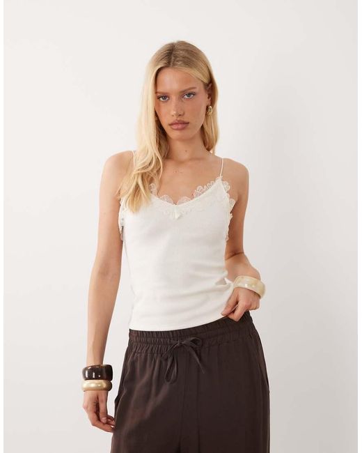 Mango Natural Lace Detailing Cami Top