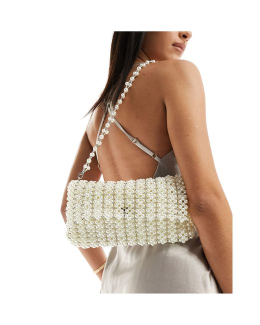 True Decadence White All Over Pearl Foldover Shoulder Bag