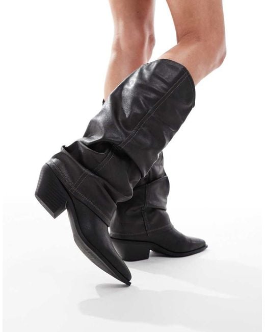 SEQWL Black Lexus Slouchy Western Boots