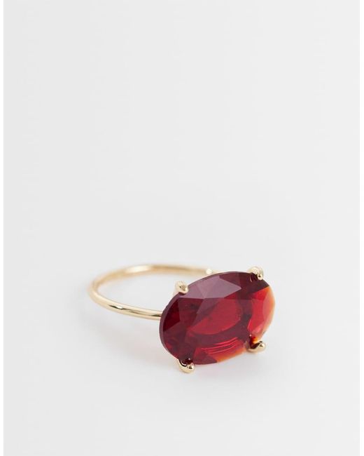 ASOS Pink Ring With Red Stone Setting