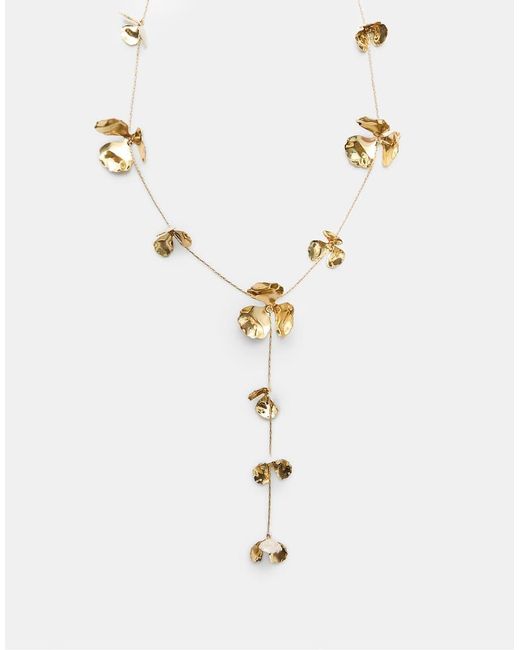 Stradivarius Lariat Ketting Met Bloemen in het Pink