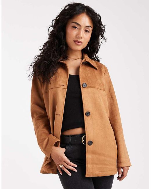 ONLY White Faux Suede Trucker Jacket