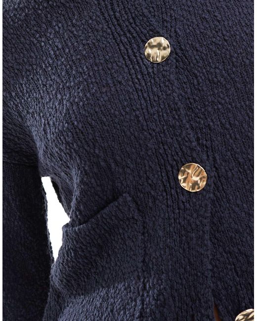 Gilet d'ensemble en maille texturée avec boutons dorés et poches 4th & Reckless en coloris Blue