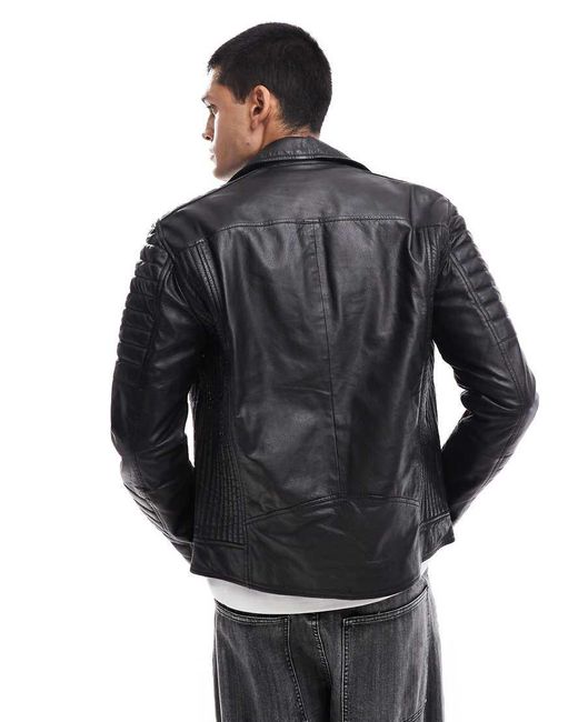 Barney's Originals Gray Real Leather Classic Biker Jacket for men