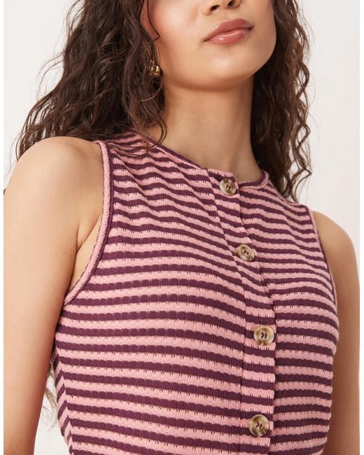 ASOS Red Knitted Button Through Vest Co-Ord