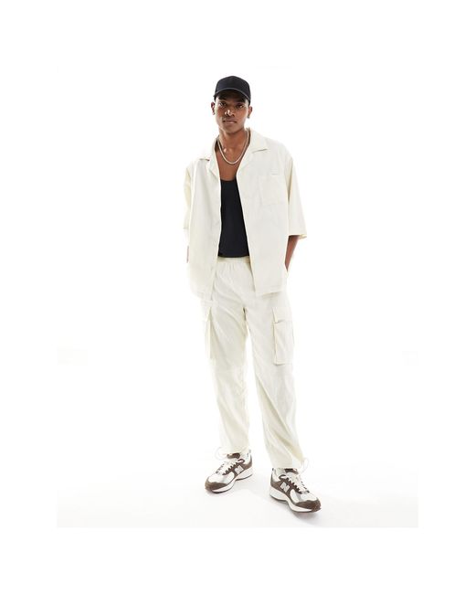 Pantalon cargo d'ensemble texturé - beige Sixth June pour homme en coloris White