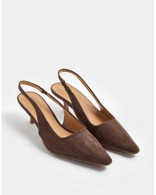 Long Tall Sally Natural Slingback Kitten Heel