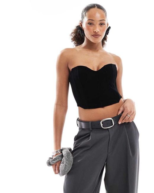 Bershka Black Velvet Corset Top