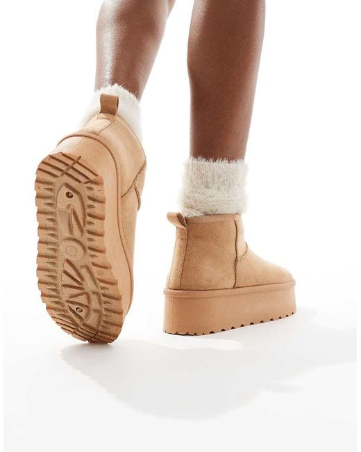 SEQWL Brown Mini Flatform Boots