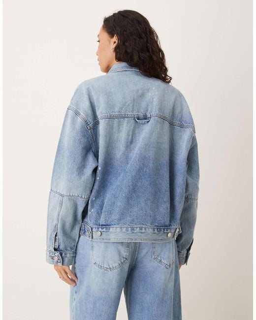 Calvin Klein Blue Splatter Print Denim Jacket