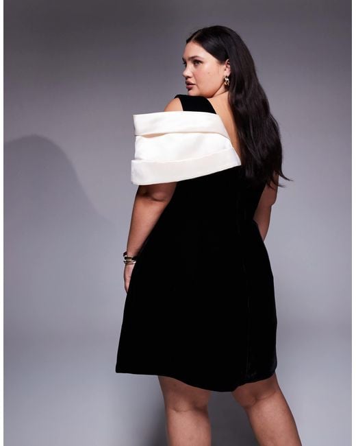 ASOS Curve Velvet Mini Dress With Structured Satin Drape in Black | Lyst ASOS Curve Velvet Mini Dress With Structured Satin Drape in Black | Lyst