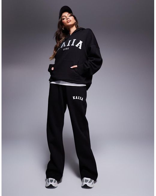 Kaiia Joggingbroek Met Wijde Pijpen in het Blue