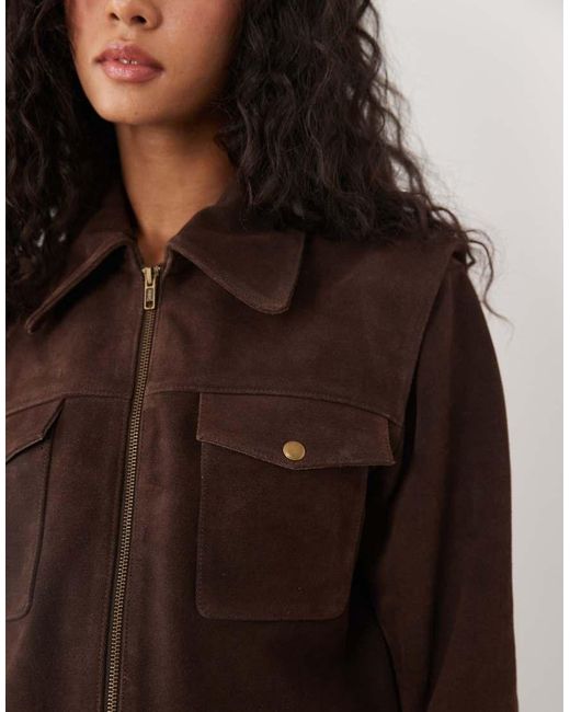 Barney's Originals Brown Cropped Buffalo Suede Jacket