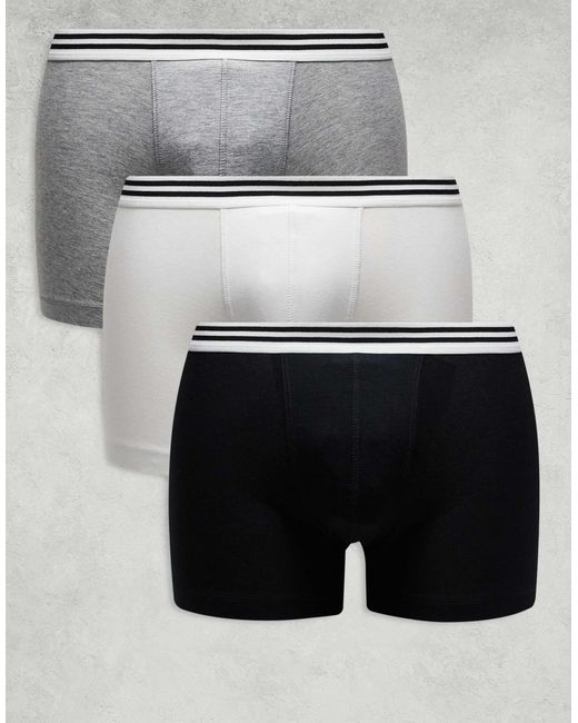 ASOS Gray 3 Pack Trunk With Striped Waistband for men