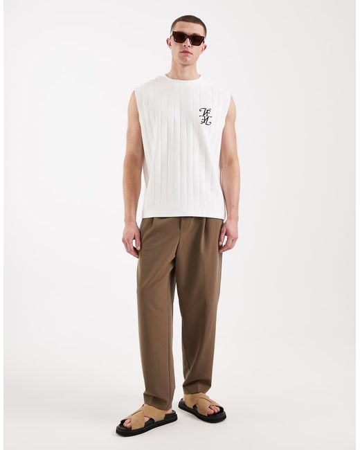 ASOS White Heavyweight Oversized Tank With Chest Graphic for men