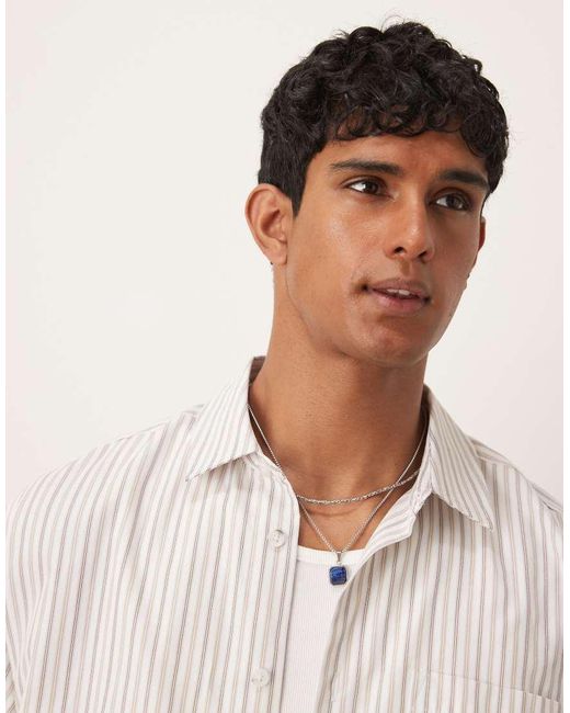 Camicia Oversize A Righe Con Ricamo Sul Petto di ASOS in White da Uomo