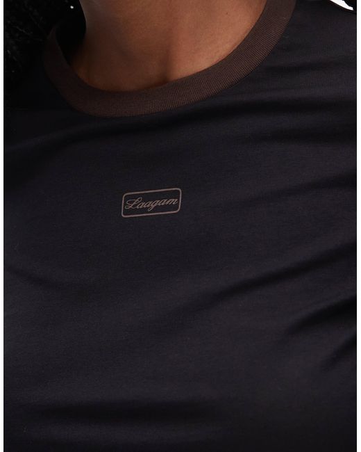 laagam Black Hera Cotton Logo Ringer T-shirt