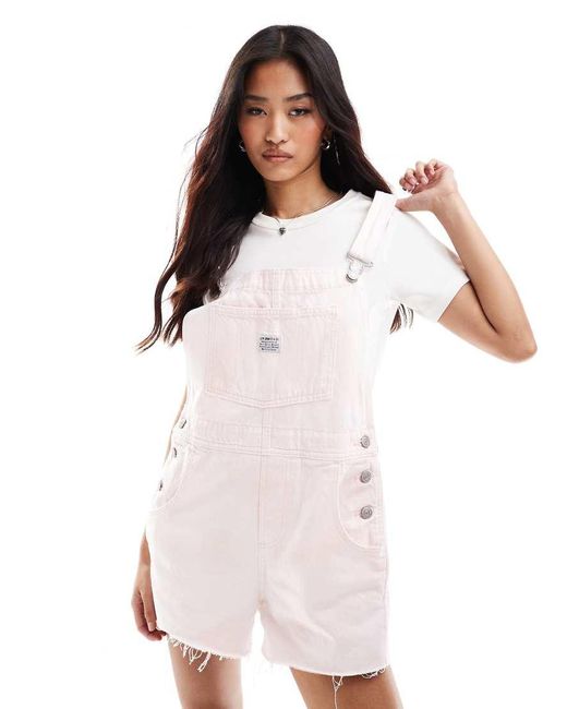 Levi's White Vintage Shortall Twill Dungaree Shorts
