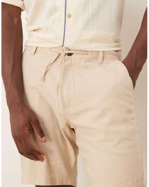SELECTED Natural Linen Blend Shorts for men