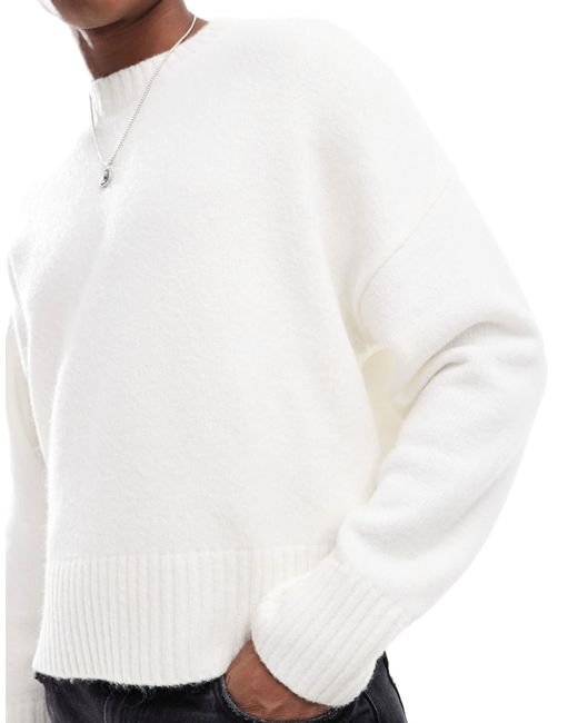 Pull en maille epaisse Bershka pour homme en coloris Blanc Lyst