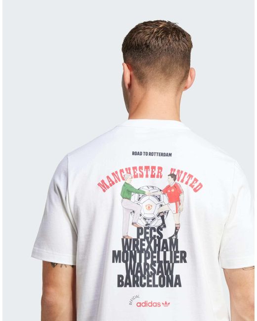 Adidas Originals Adidas football – manchester united '91 – t-shirt in White für Herren