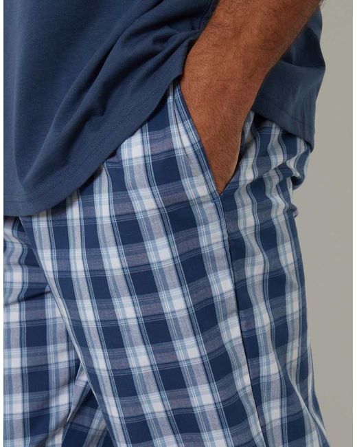 Threadbare Blue Check Relaxed Fit Pyjama Set for men