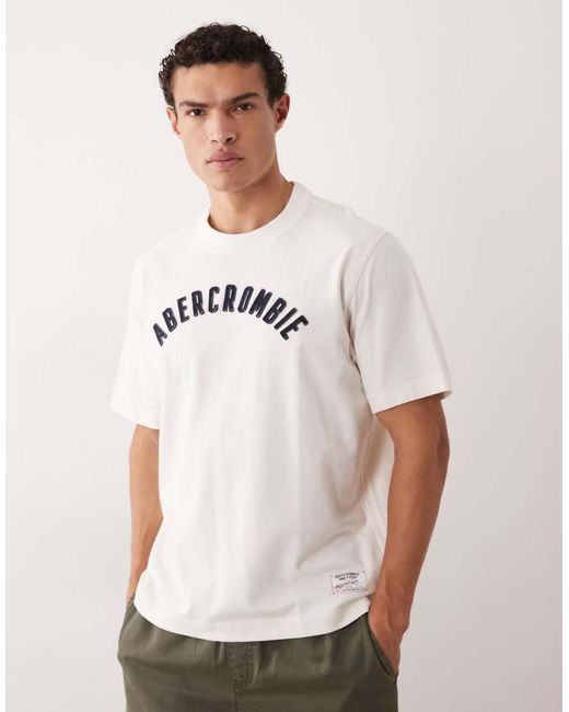 Abercrombie & Fitch White Patch Logo T-shirt for men