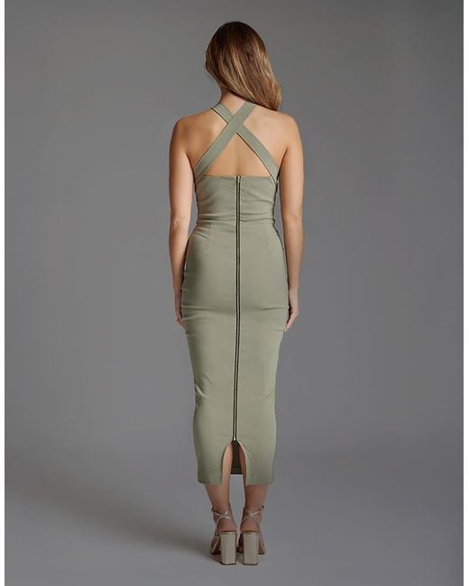 Vesper Gray Halter Neck Midaxi Dress With Straps
